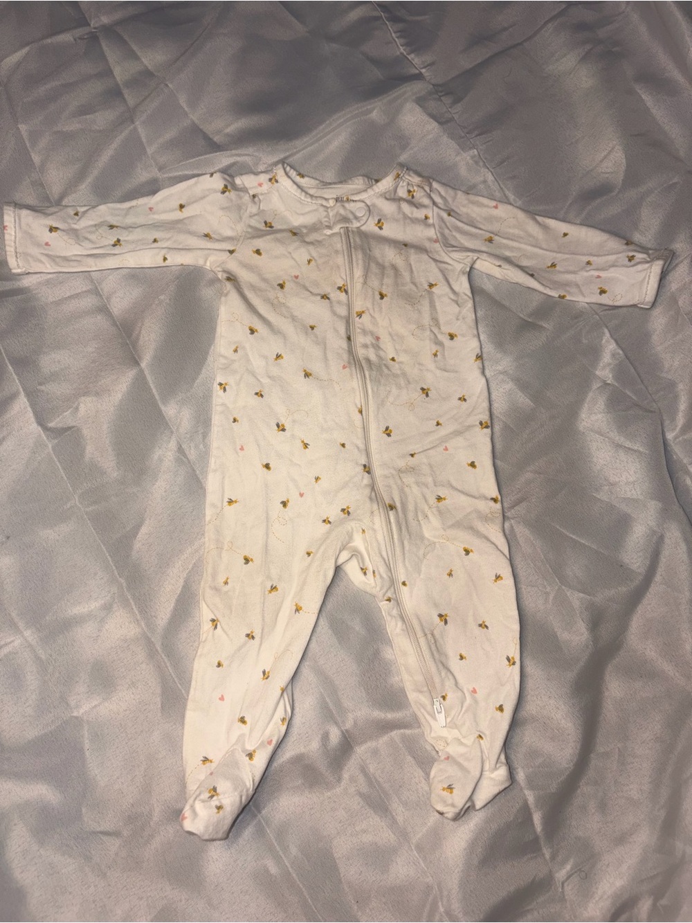 Carter's White Footed One-Piece with Yellow Accent Print